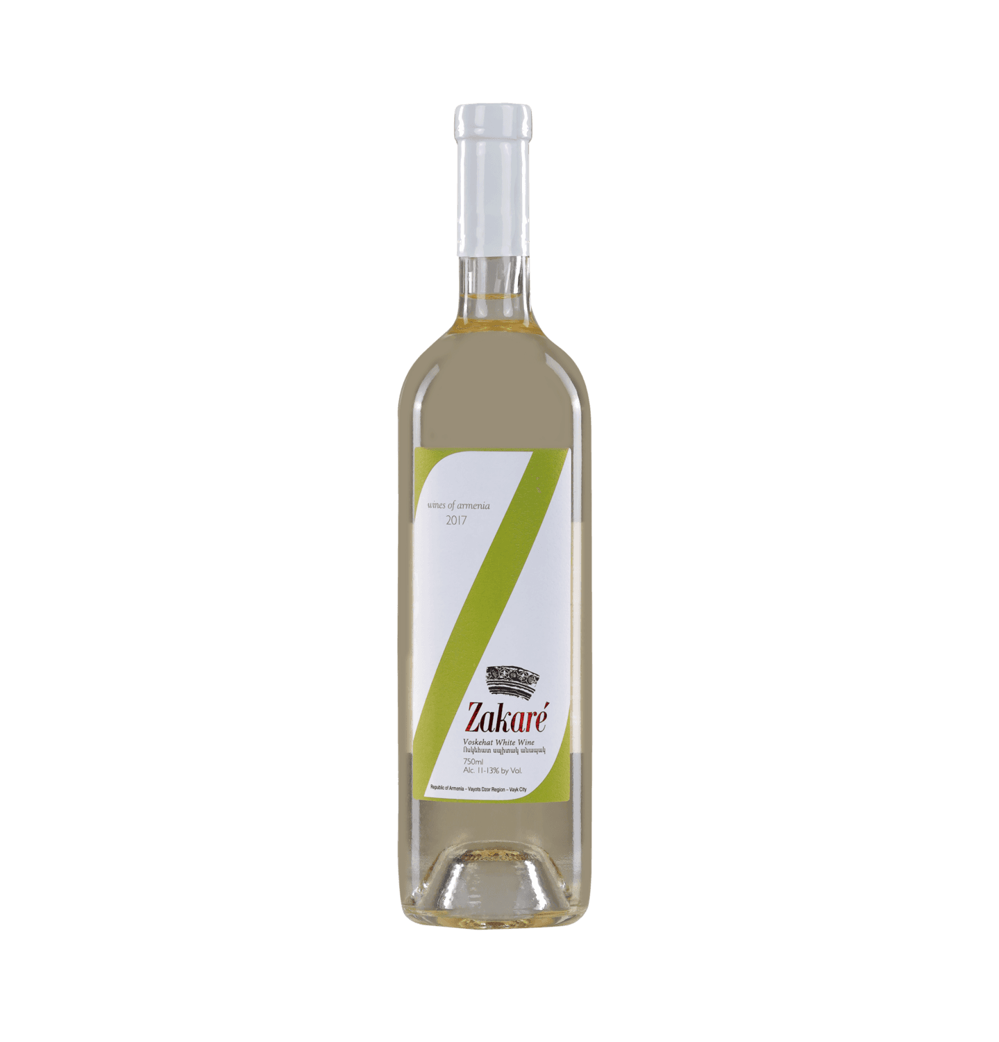 Zakaré White Dry wine bottle