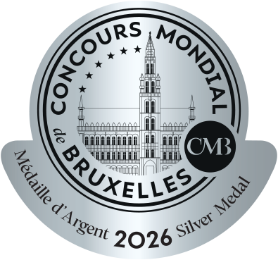 Concours Mondial de Bruxelles 2026-ի պաշտոնական արծաթե մեդալի տարբերանշանը